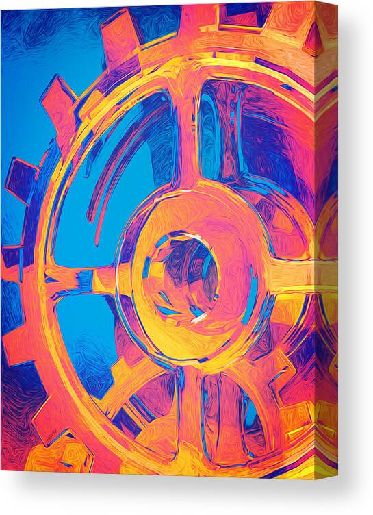 Surreal Canvas Print featuring the digital art Abstract Macro Gears by Phil Perkins