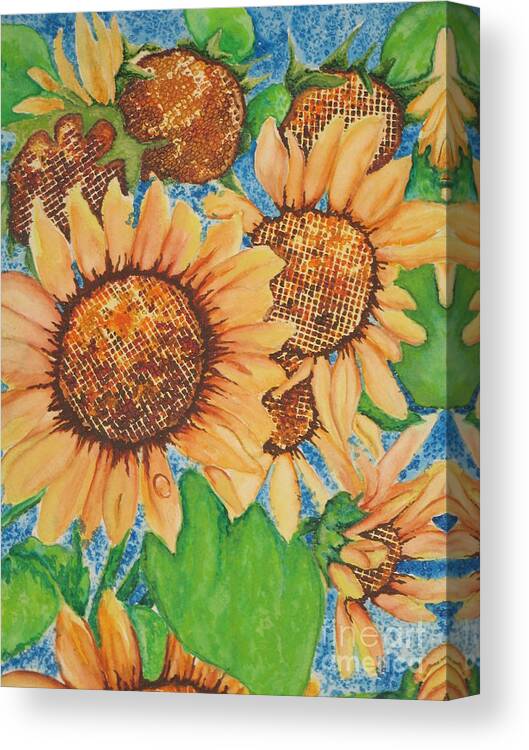 Fine Art Painting Canvas Print featuring the painting Abstract Sunflowers by Chrisann Ellis