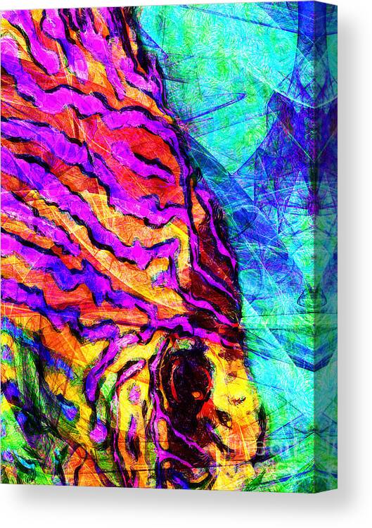 Wingsdomain Canvas Print featuring the photograph Abstract Vibrant Tropical Fish Discus 20170910 by Wingsdomain Art and Photography