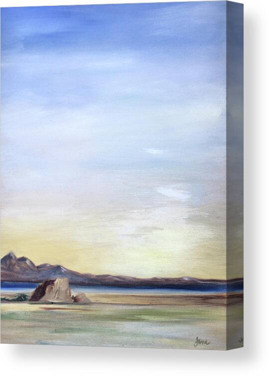 Adobe Rock Canvas Print featuring the painting Adobe Rock by Nila Jane Autry