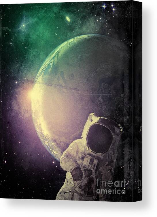 Earth Canvas Print featuring the digital art Adventure In Space by Phil Perkins