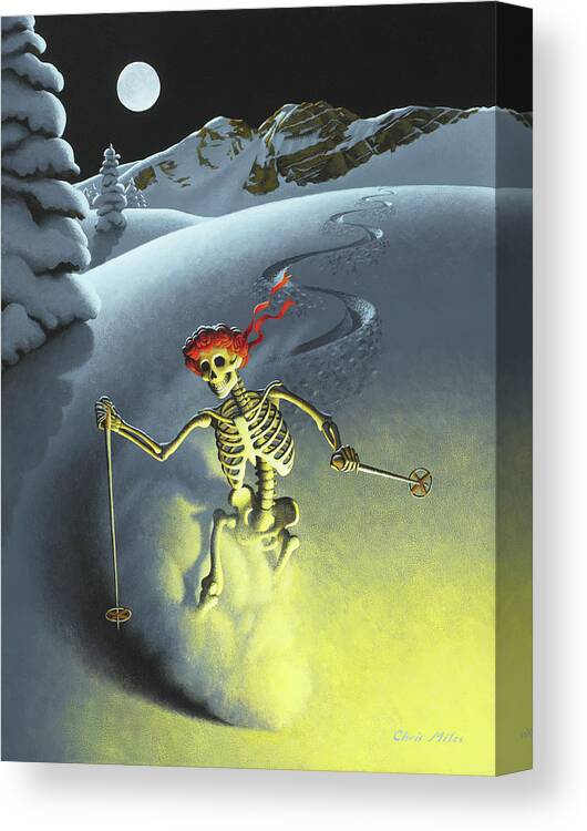Ski Canvas Print featuring the painting After Hours by Chris Miles