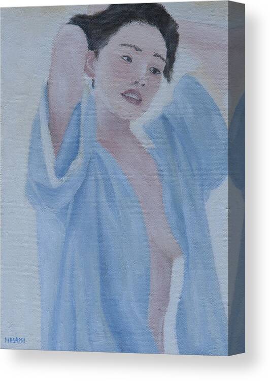 Nude Canvas Print featuring the painting After shower by Masami Iida