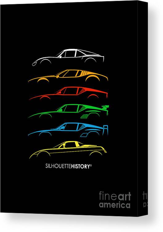Sports Car Canvas Print featuring the digital art Alejandro's Sports Car SilhouetteHistory by Gabor Vida