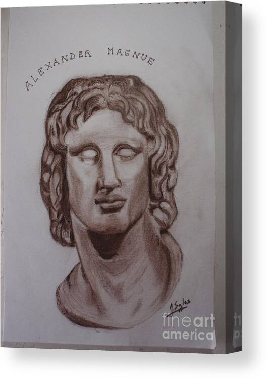 Alexander The Great Canvas Print featuring the drawing Alexander the Great by Joaquin Sales