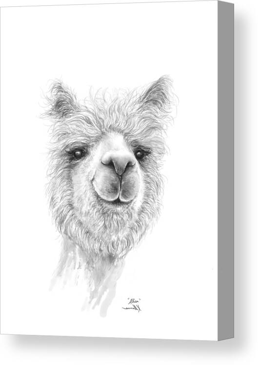 Llama Art Canvas Print featuring the drawing Alissa by Kristin Llamas