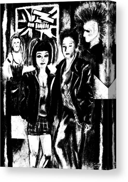 People Canvas Print featuring the painting Alternative fashion and style at the club by Tom Conway