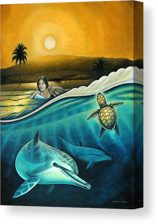 Ocean Canvas Print featuring the painting Amigos del Mar by Nathan Miller