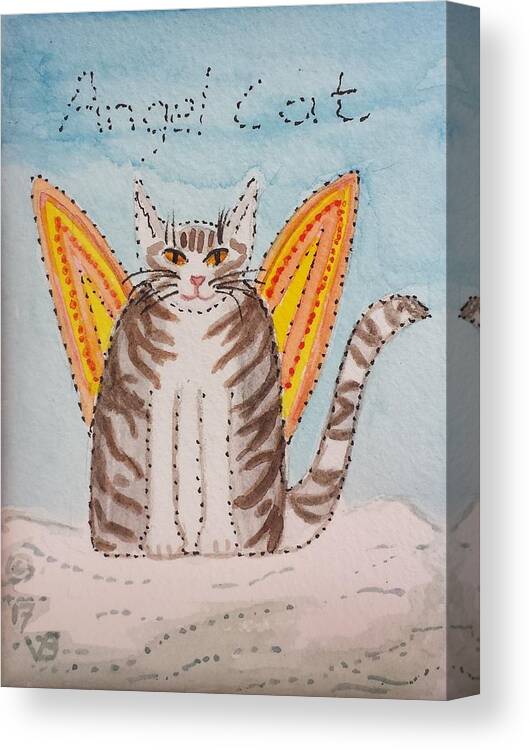 Angel Canvas Print featuring the painting Angel Cat by Vera Smith