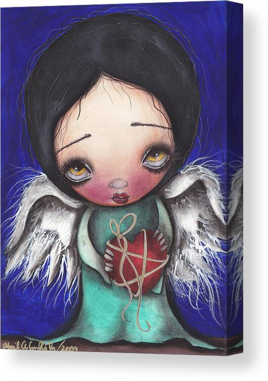 Angel Canvas Print featuring the painting Angel with Heart by Abril Andrade