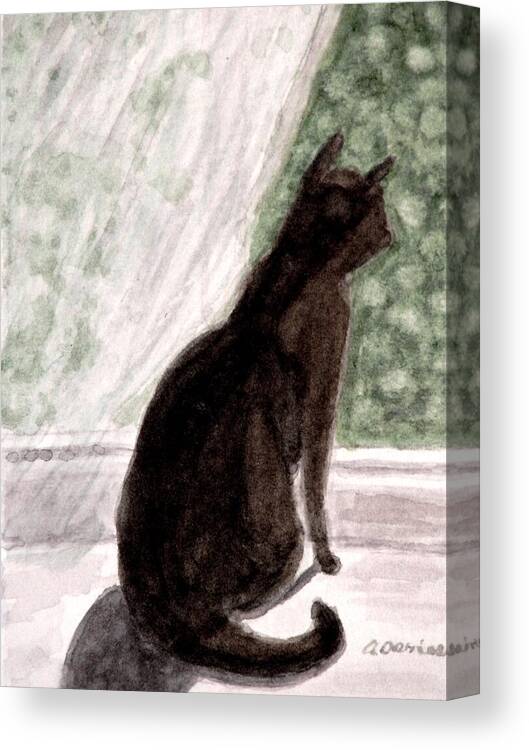Cat Paintings Canvas Print featuring the painting April Breeze by Angela Davies
