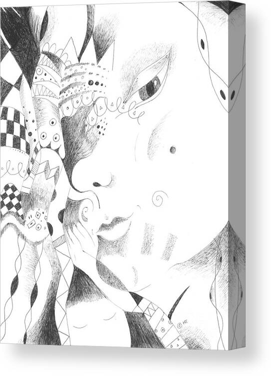 Curious Canvas Print featuring the drawing Are You Curious by Helena Tiainen