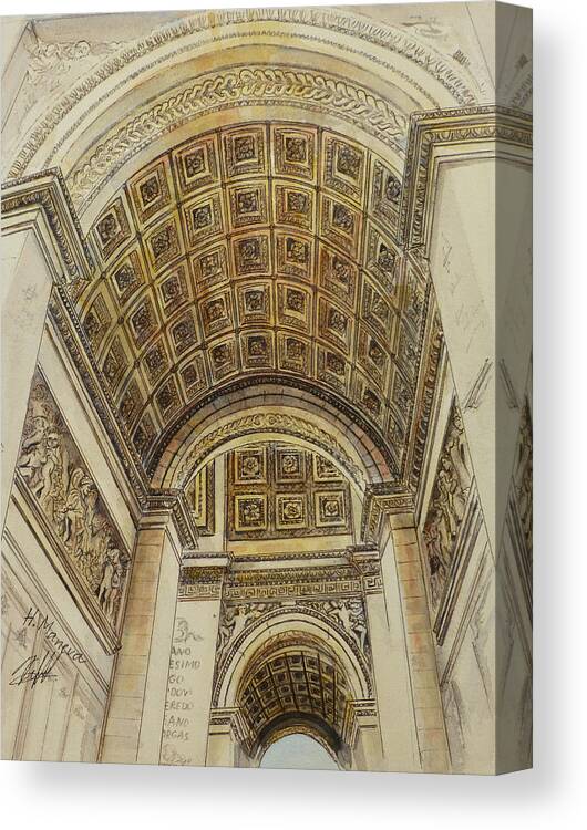 Arc De Triomphe Canvas Print featuring the painting Ark de Triomphe II by Henrieta Maneva