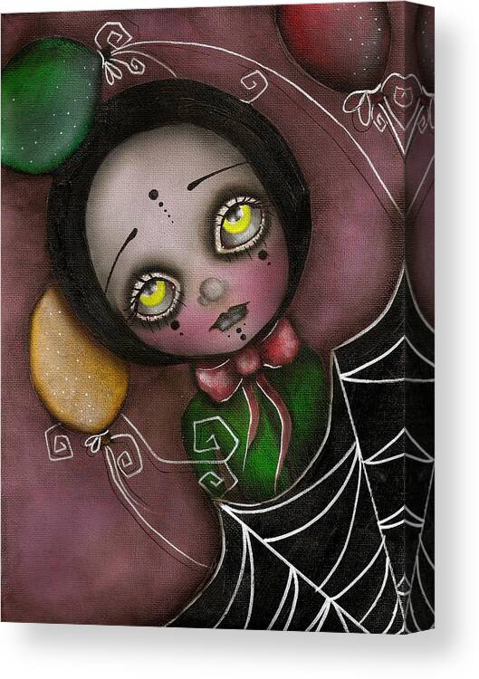 Abril Andrade Griffith Canvas Print featuring the painting Arlequin Clown Girl by Abril Andrade