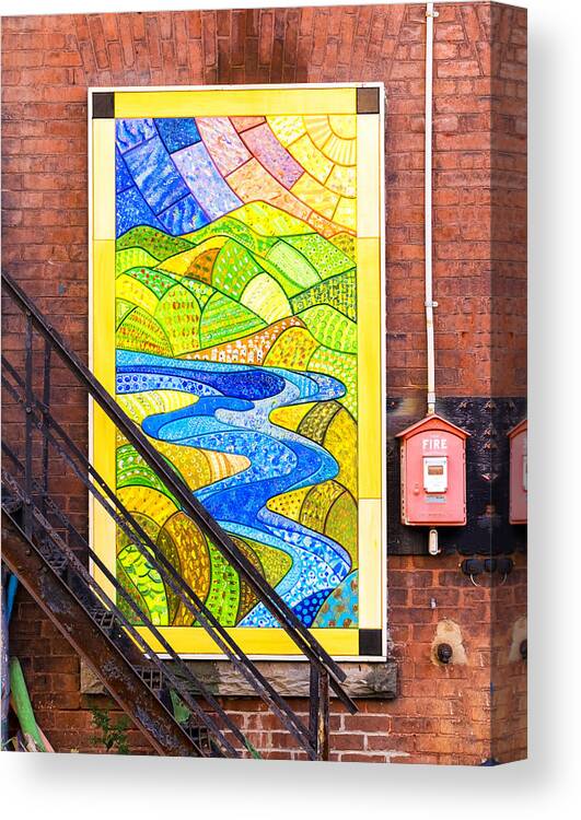 Bellows Falls Vermont Canvas Print featuring the photograph Art And The Fire Escape by Tom Singleton