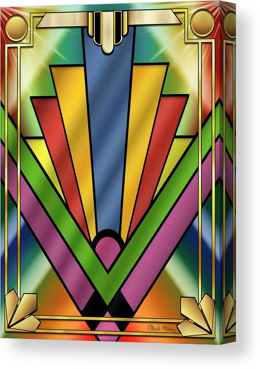 Art Deco Canvas Print featuring the digital art Art Deco Chevron 4 V by Chuck Staley