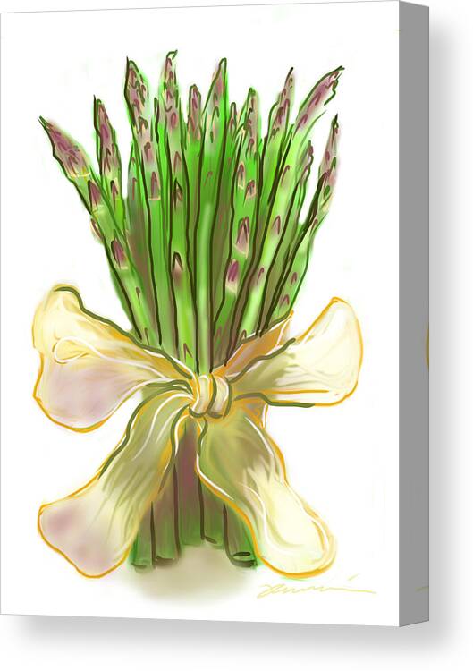 Asparagus Canvas Print featuring the digital art Asparagus Bouquet by Jean Pacheco Ravinski