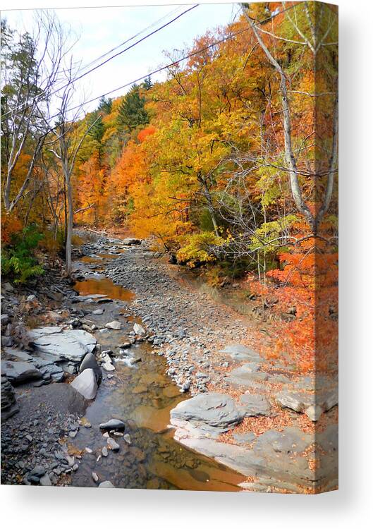 Autumn Creek Canvas Print featuring the painting Autumn creek 3 by Jeelan Clark