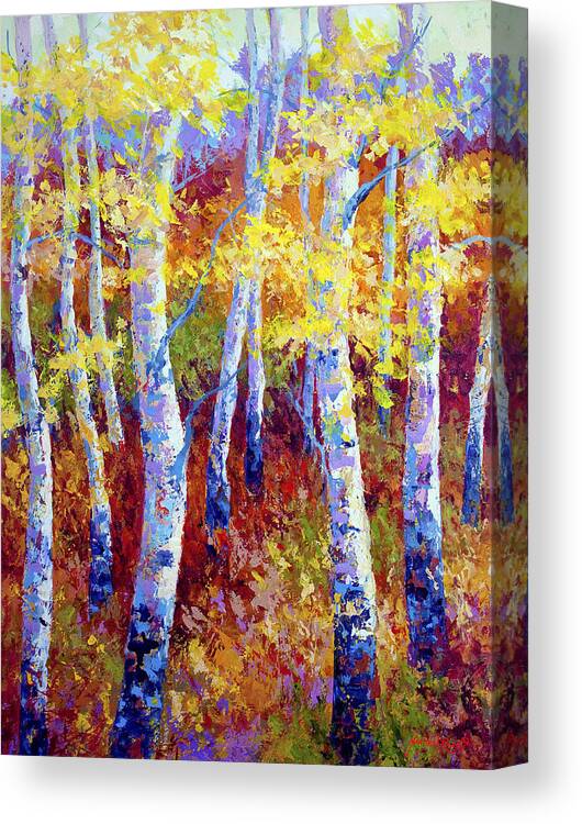 Birch Canvas Print featuring the painting Autumn Gold by Marion Rose