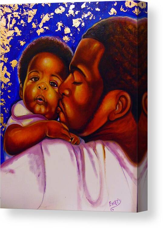 People Black Art Canvas Print featuring the painting Baby Boy by Emery Franklin