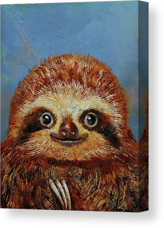 Fun Canvas Print featuring the painting Baby Sloth by Michael Creese