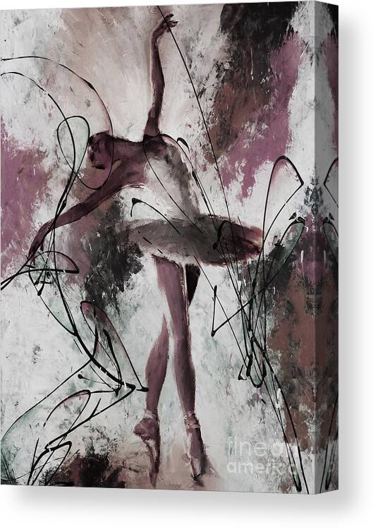 Ballerina Canvas Print featuring the painting Ballerina Dance painting 0032 by Gull G