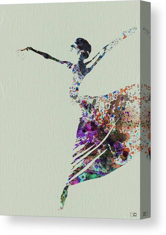  Canvas Print featuring the painting Ballerina dancing watercolor by Naxart Studio