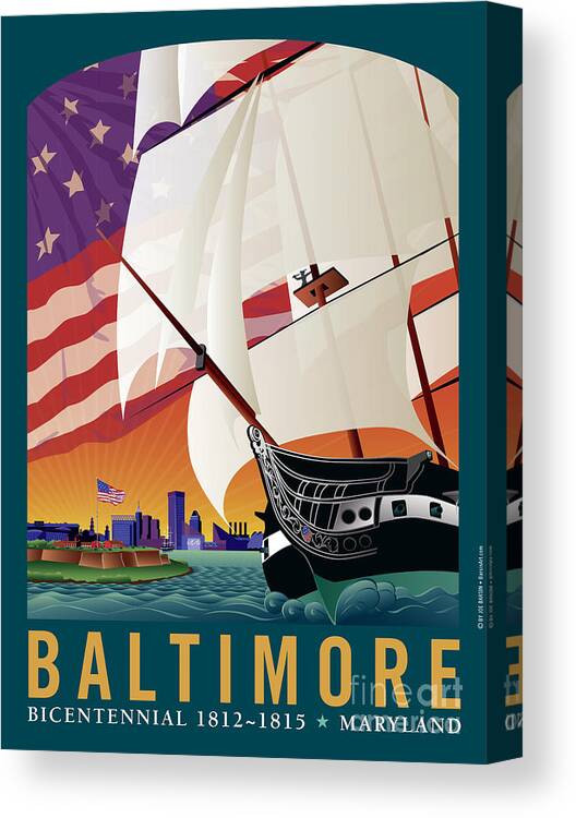 Baltimore Canvas Print featuring the digital art Baltimore - By the Dawns Early Light by Joe Barsin