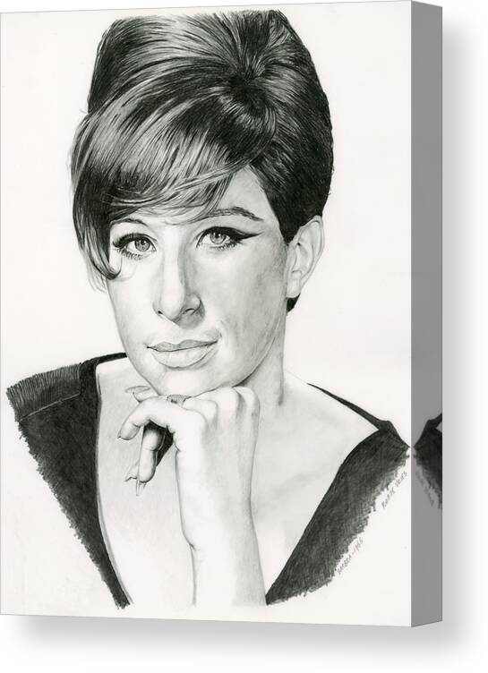 Barbra Canvas Print featuring the drawing Barbra by Rob De Vries