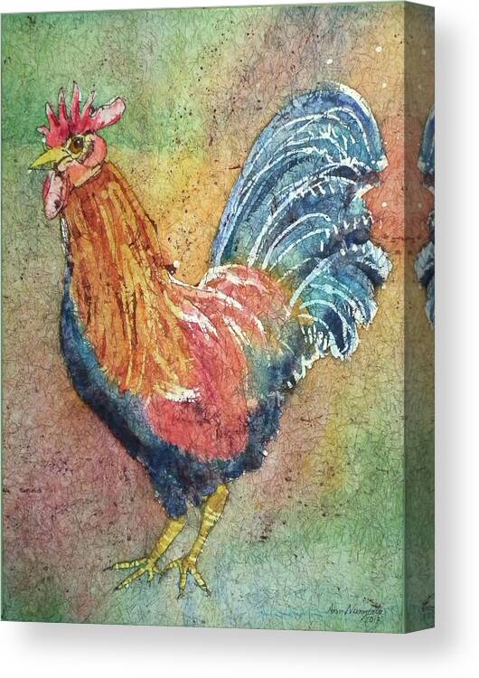 Animal Canvas Print featuring the painting Barnyard Rooster by Ann Nunziata