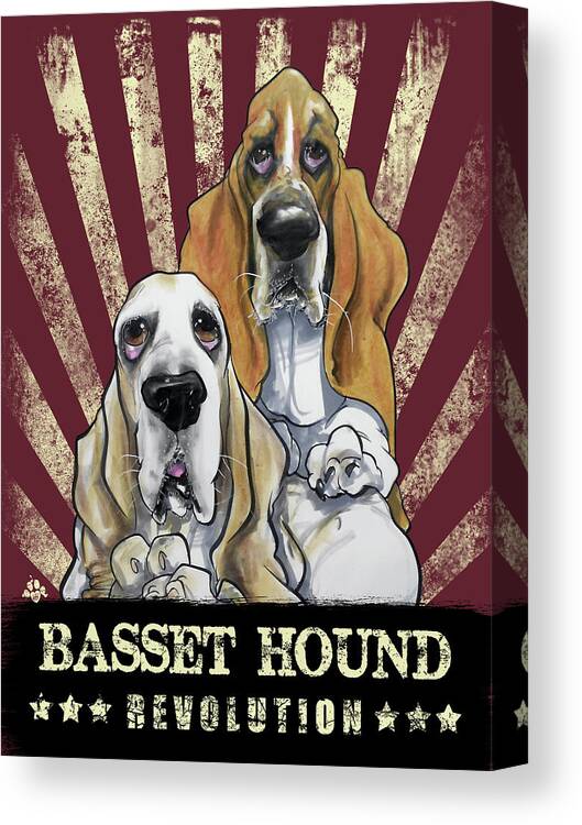 Basset Hound Canvas Print featuring the drawing Basset Hound Revolution by John LaFree