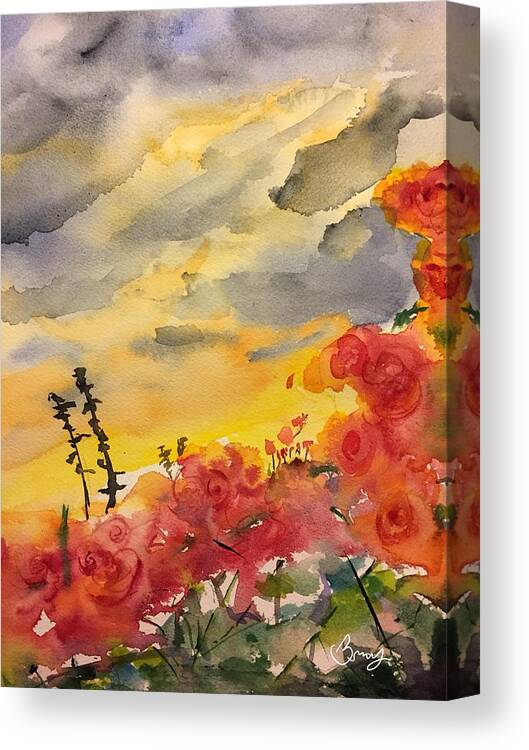 Watercolor Canvas Print featuring the painting Beauty In The Storm by Bonny Butler