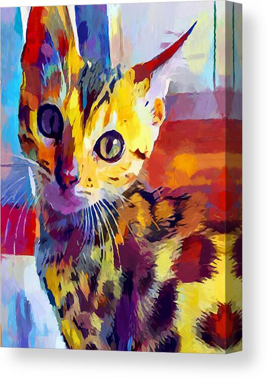 Bengal Cat Canvas Print featuring the painting Bengal Cat by Chris Butler