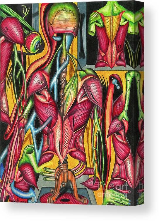 Biological Canvas Print featuring the drawing Biological Fusion by Justin Jenkins