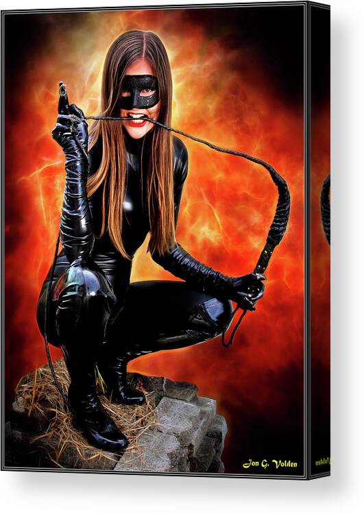 Cat Woman Canvas Print featuring the photograph Bite Of The Cat Woman by Jon Volden