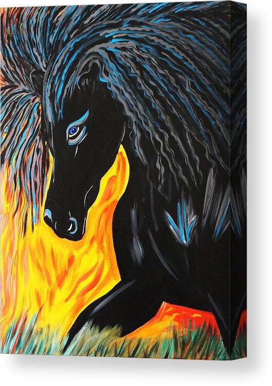 Horse Canvas Print featuring the painting Black Beauty by Nora Shepley