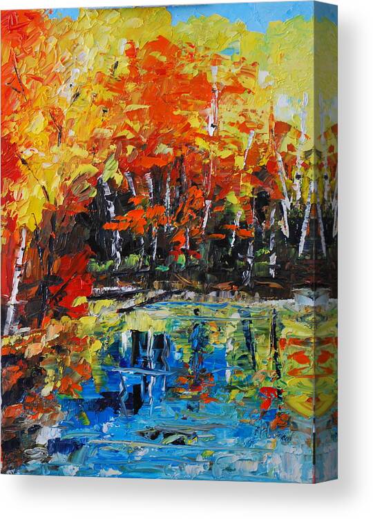  Landscape Canvas Print featuring the painting Blazing Reflections by Phil Burton
