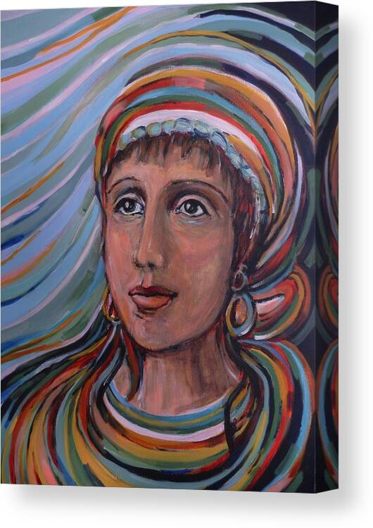 Virgin Canvas Print featuring the painting Blessed ART thou by Zofia Kijak
