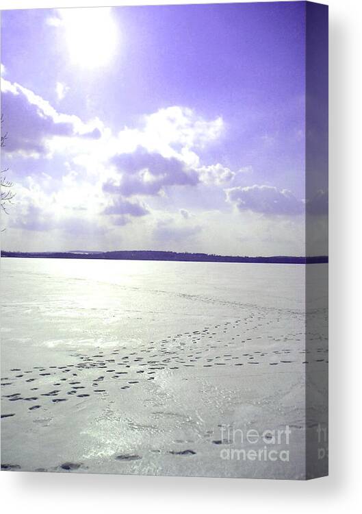 Frozen Lake Canvas Print featuring the photograph Blue Frozen Lake by Silvie Kendall
