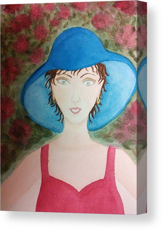 Blue Hat Canvas Print featuring the painting Blue Hat by Susan Nielsen