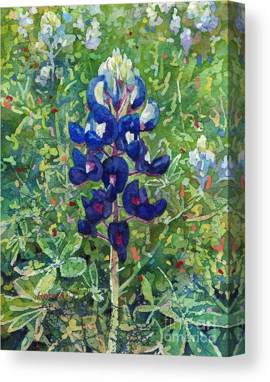 Bluebonnet Canvas Print featuring the painting Blue in Bloom 2 by Hailey E Herrera