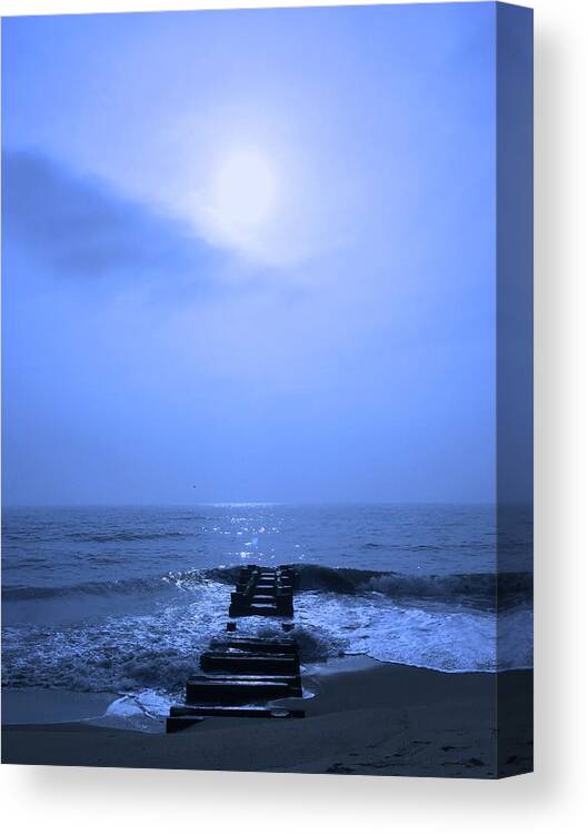 Ocean Canvas Print featuring the photograph Blue Sunrise by Christina Schott