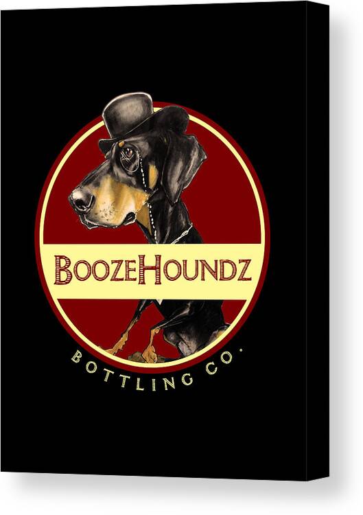 Beer Canvas Print featuring the drawing BoozeHoundz Bottling Co. by John LaFree