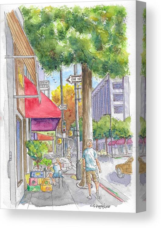Beverly Hills Canvas Print featuring the painting Brighton Way and Camden Dr., Beverly Hills, California by Carlos G Groppa