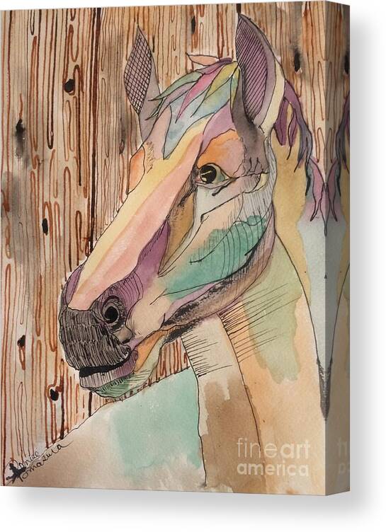 Horse Canvas Print featuring the painting Bronco by Denise Tomasura