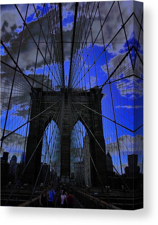The Brooklyn Bridge Canvas Print featuring the photograph Brooklyn Bridge by Xueling Zou