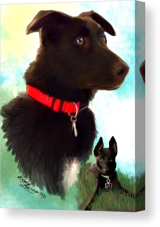 Dog Canvas Print featuring the painting Buck by Becky Herrera