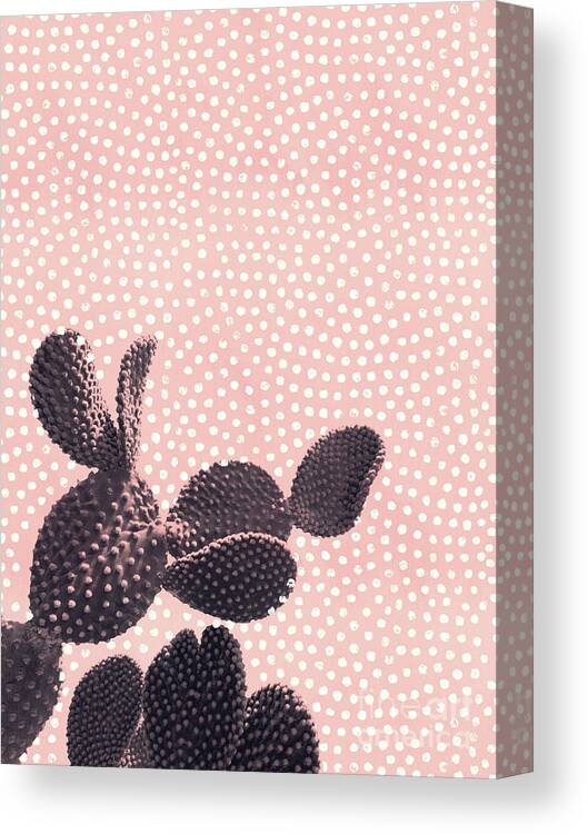 Cactus Canvas Print featuring the mixed media Cactus with Polka Dots by Emanuela Carratoni