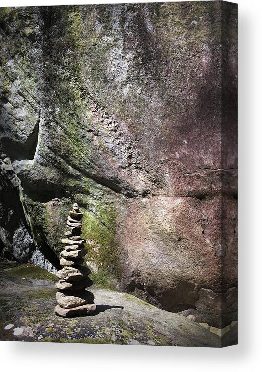 Kelly Hazel Canvas Print featuring the photograph Cairn Rock Stack at Jones Gap State Park by Kelly Hazel