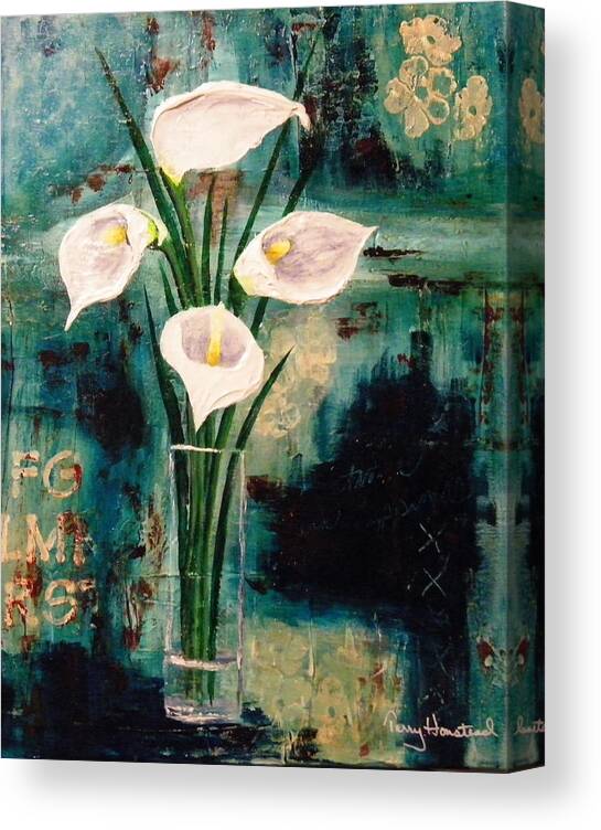 Calla Lilies Canvas Print featuring the painting Calla Lilies by Terry Honstead